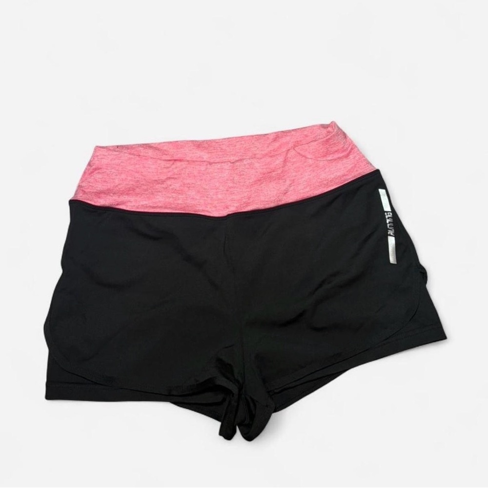 Women's Black and Pink Athletic Shorts